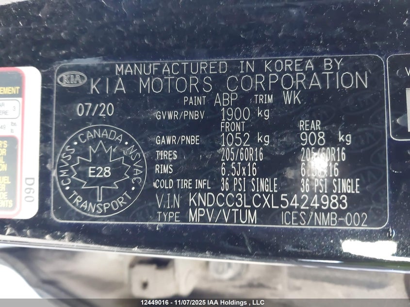 2020 Kia Niro Ex/Ex Premium/Sx Touring VIN: KNDCC3LCXL5424983 Lot: 12449016