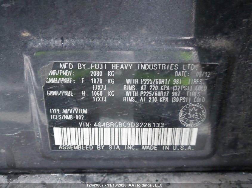 4S4BRGBC9D3226133 2013 SUBARU OUTBACK photo no. 19
