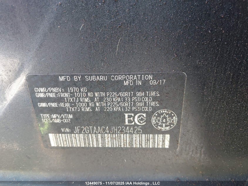 JF2GTAAC4JH234425 2018 SUBARU XV photo no. 18