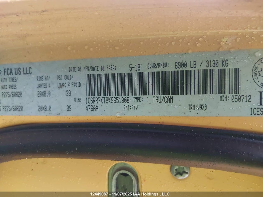 1C6RR7KT9KS651008 2019 RAM 1500 photo no. 18