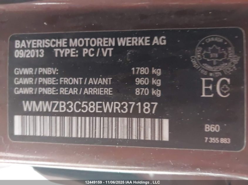 2014 Mini Countryman Cooper VIN: WMWZB3C58EWR37187 Lot: 12449159