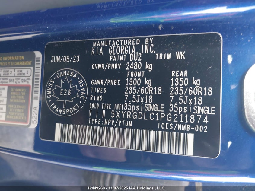 5XYRGDLC1PG211874 2023 KIA SORENTO photo no. 9