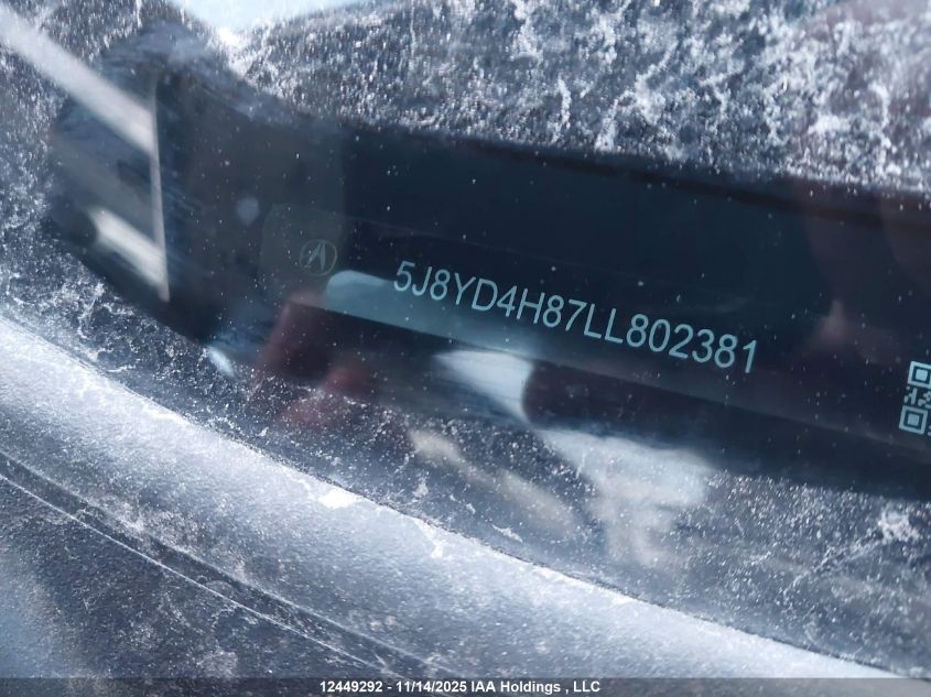 2020 Acura Mdx Advance VIN: 5J8YD4H87LL802381 Lot: 12449292