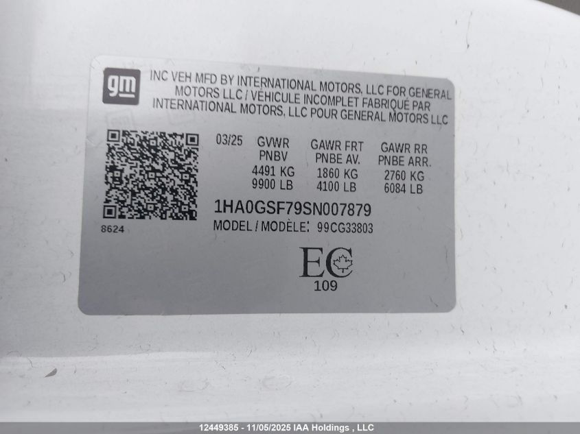 2025 Chevrolet Express G3500 VIN: 1HA0GSF79SN007879 Lot: 12449385