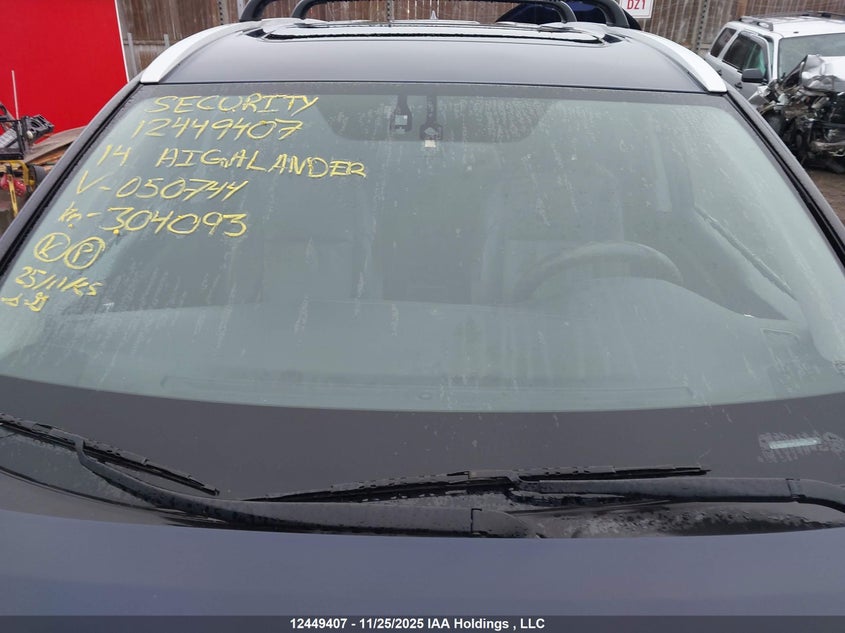 2014 Toyota Highlander Xle VIN: 5TDJKRFH4ES050744 Lot: 12449407