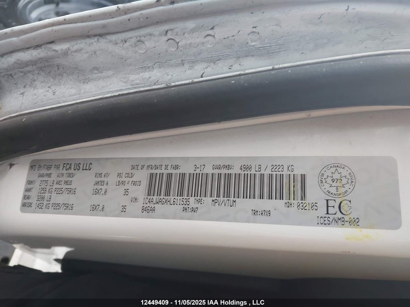 1C4AJWAGXHL611535 2017 JEEP WRANGLER photo no. 18