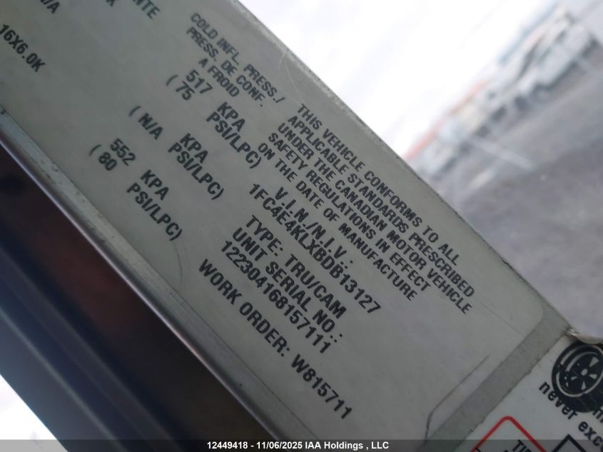 2011 Ford E-450 Stripped VIN: 1FC4E4KLXBDB13127 Lot: 12449418