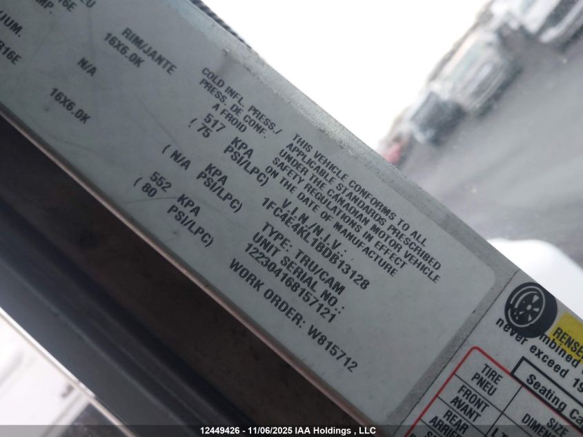 2011 Ford Econoline E450 Super D Cmm Strp Chs VIN: 1FC4E4KL1BDB13128 Lot: 12449426