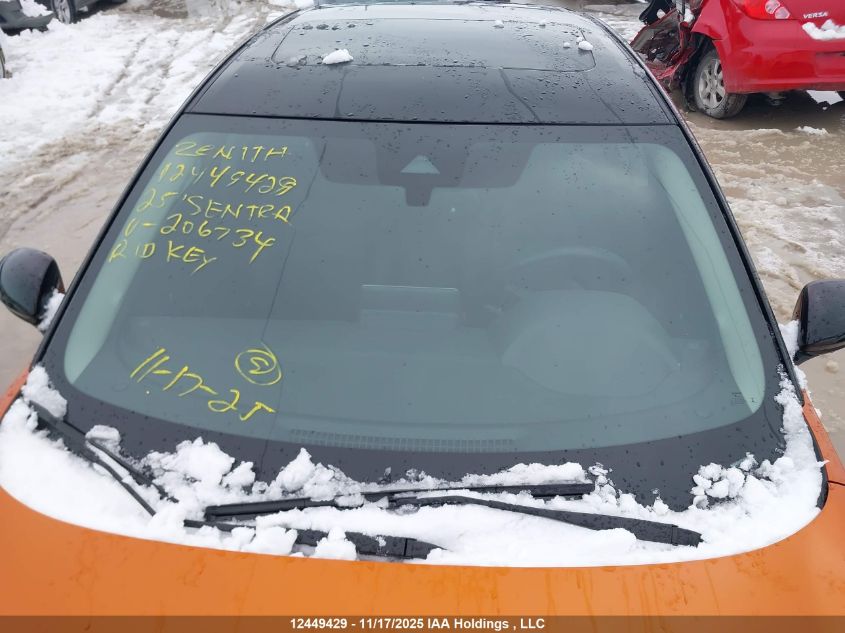 2025 Nissan Sentra Sr VIN: 3N1AB8DV1SY206734 Lot: 12449429