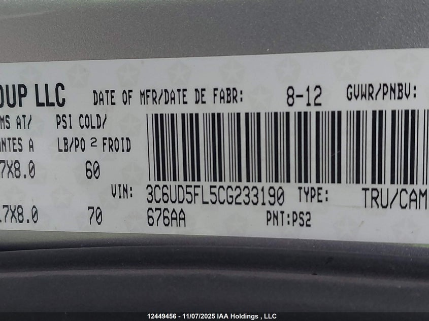 3C6UD5FL5CG233190 2012 Ram 2500 6.7 Ram Laramie red