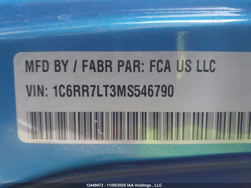 2021 Ram 1500 Classic Slt VIN: 1C6RR7LT3MS546790 Lot: 12449473