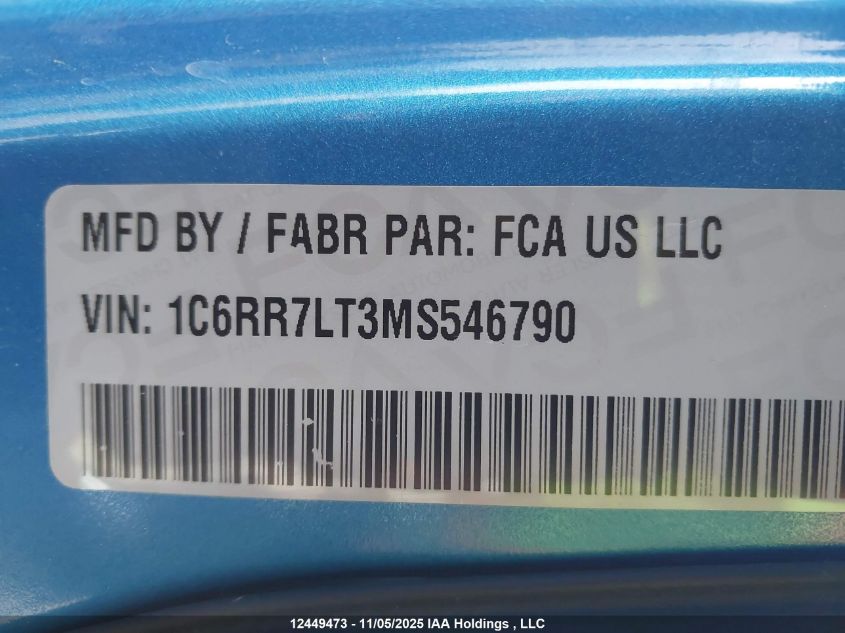 2021 Ram 1500 Classic Slt VIN: 1C6RR7LT3MS546790 Lot: 12449473