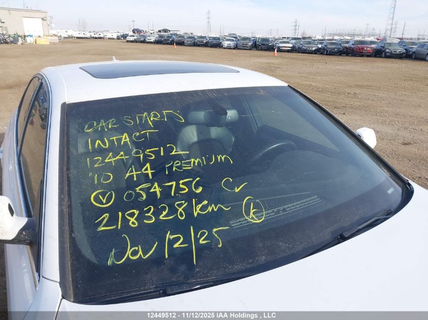 2010 Audi A4 Premium Plus VIN: WAUHFCFL7AN054756 Lot: 12449512