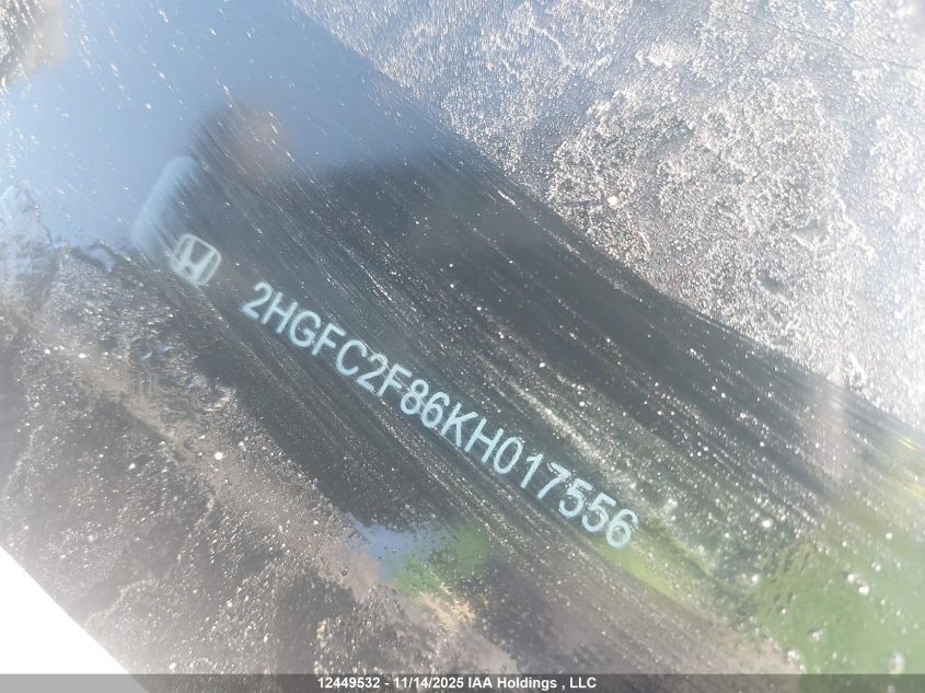 2019 Honda Civic Sport VIN: 2HGFC2F86KH017556 Lot: 12449532