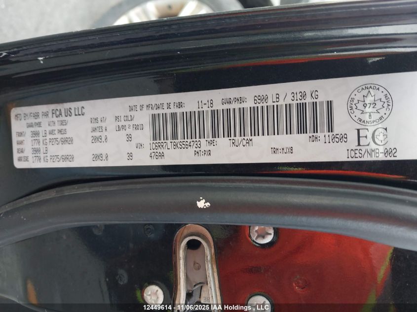 2019 Ram 1500 Classic Slt VIN: 1C6RR7LT8KS564733 Lot: 12449614