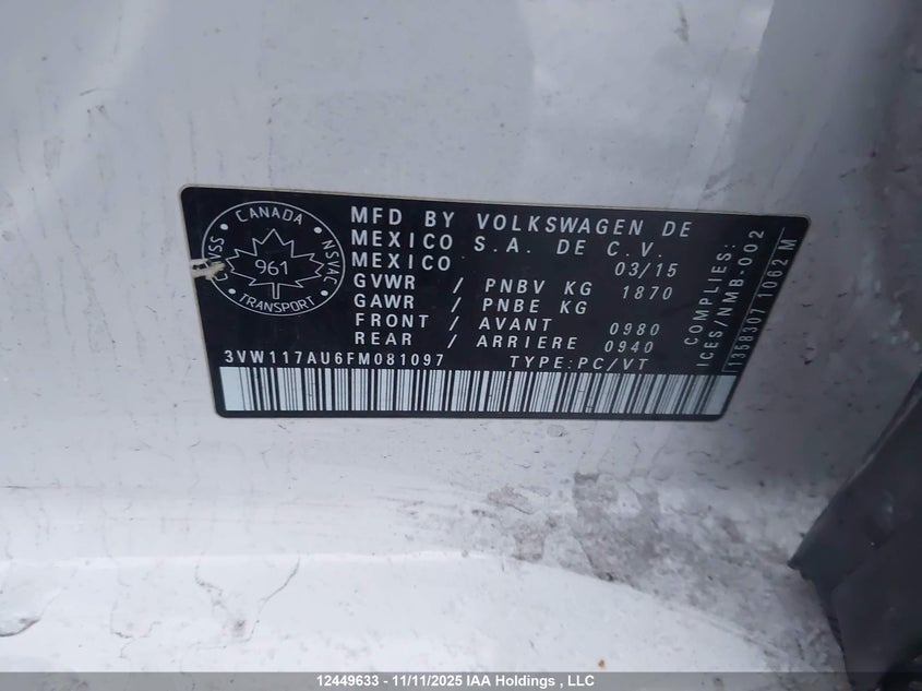 3VW117AU6FM081097 2015 VOLKSWAGEN GOLF photo no. 9