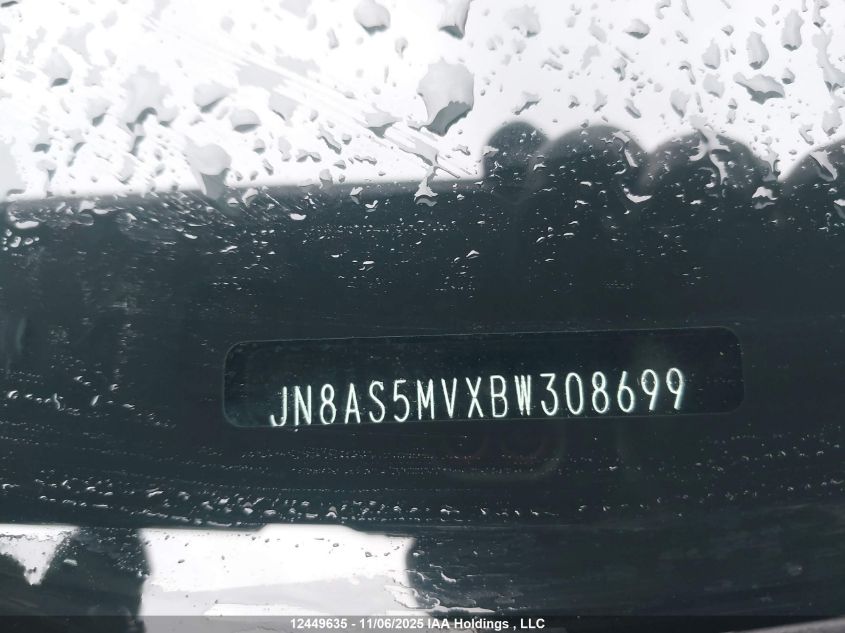 2011 Nissan Rogue S/Sv/Krom VIN: JN8AS5MVXBW308699 Lot: 12449635