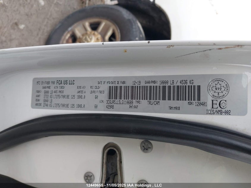 3C6UR5JL5LG110689 2020 DODGE  photo no. 9