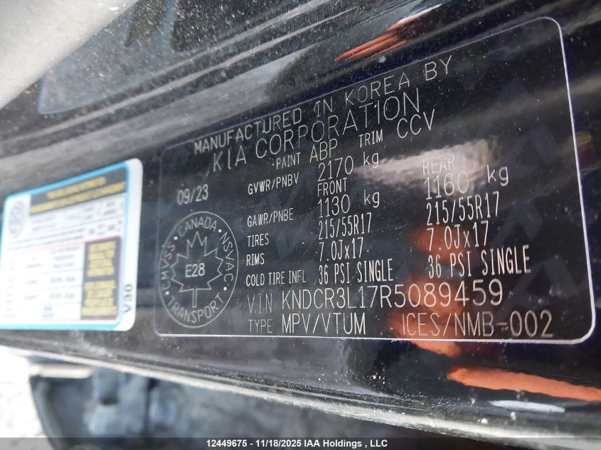 2024 Kia Niro Ev Wind/Wind+ VIN: KNDCR3L17R5089459 Lot: 12449675