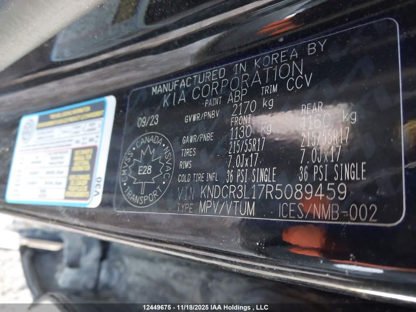 2024 Kia Niro Ev Wind/Wind+ VIN: KNDCR3L17R5089459 Lot: 12449675