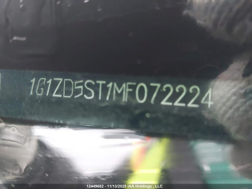 2021 Chevrolet Malibu Lt VIN: 1G1ZD5ST1MF072224 Lot: 12449682