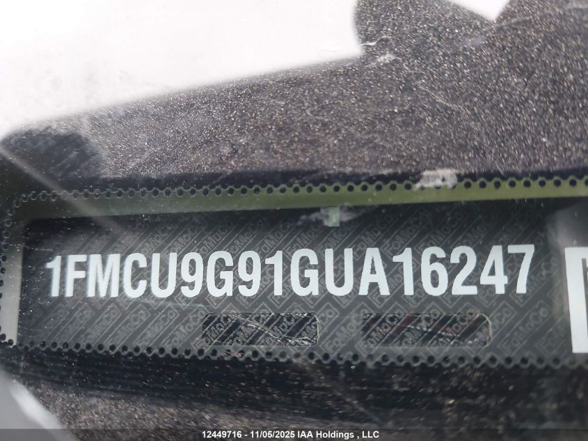 2016 Ford Escape Se VIN: 1FMCU9G91GUA16247 Lot: 12449716