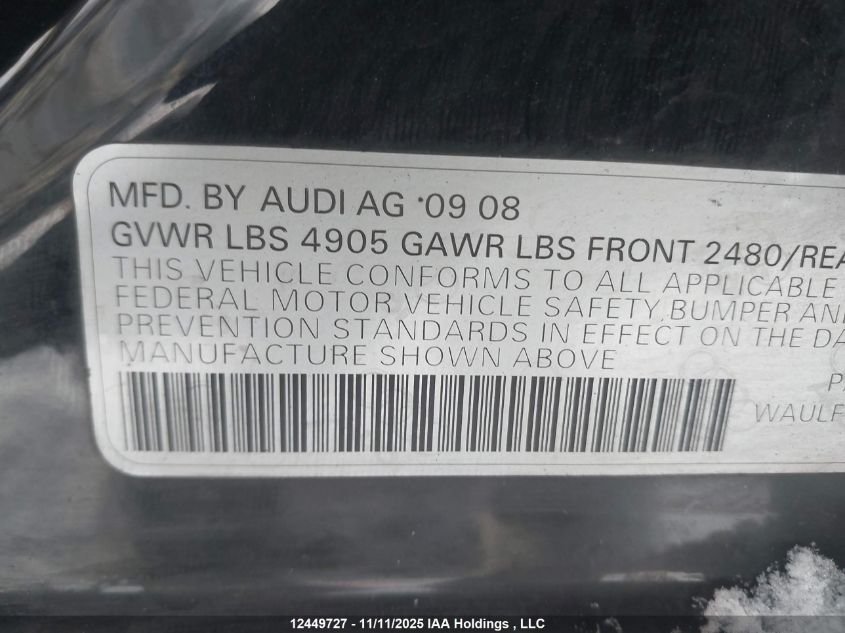 2009 Audi A4 VIN: WAULF78K39N029760 Lot: 12449727