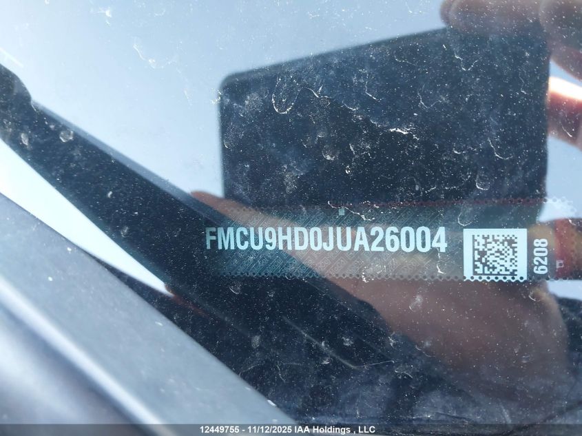 2018 Ford Escape Sel VIN: 1FMCU9HD0JUA26004 Lot: 12449755