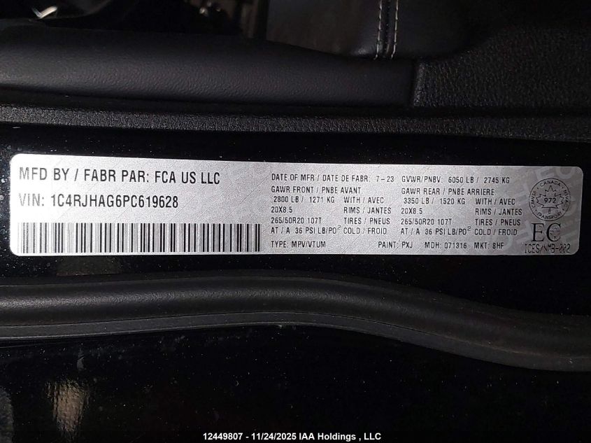 2023 Jeep Grand Cherokee Altitude VIN: 1C4RJHAG6PC619628 Lot: 12449807