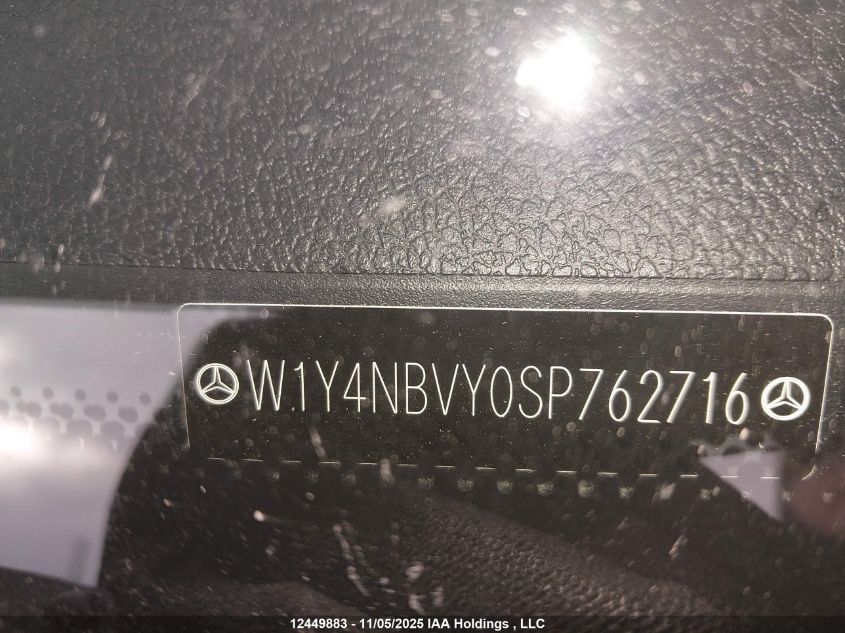 2025 Mercedes-Benz Sprinter 2500 Standard Roof 4-Cyl Diesel Ho VIN: W1Y4NBVY0SP762716 Lot: 12449883