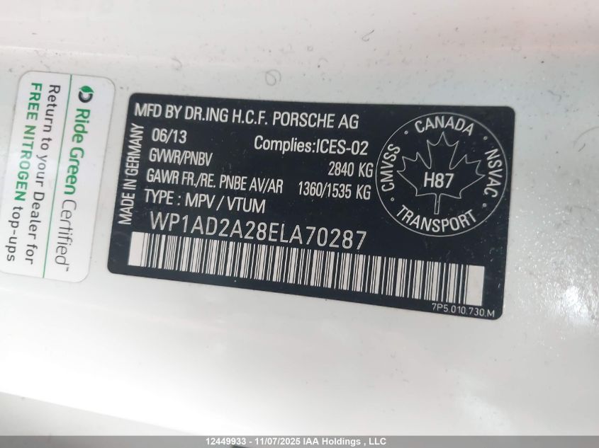 WP1AD2A28ELA70287 2014 PORSCHE CAYENNE photo no. 9