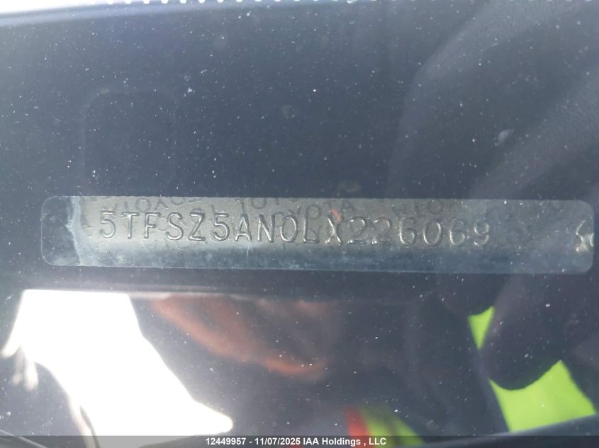 2020 Toyota Tacoma VIN: 5TFSZ5AN0LX226069 Lot: 12449957