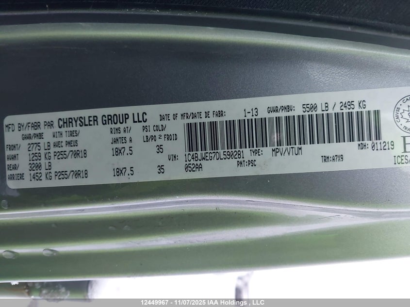 1C4BJWEG7DL590281 2013 JEEP WRANGLER photo no. 18