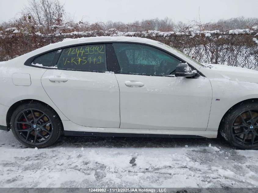 2022 BMW M235I Gran Coupe xDrive VIN: WBA13AL00N7K75179 Lot: 12449992