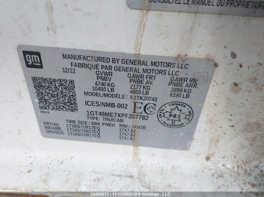 1GT49ME7XPF207782 2023 GMC SIERRA photo no. 16