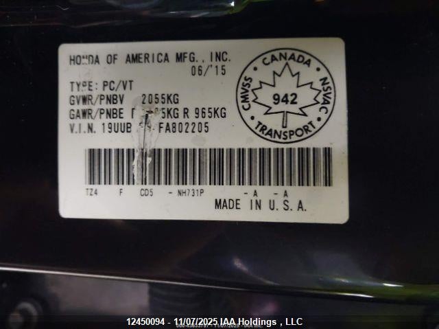 2015 Acura Tlx Tech VIN: 19UUB1F54FA802205 Lot: 12450094