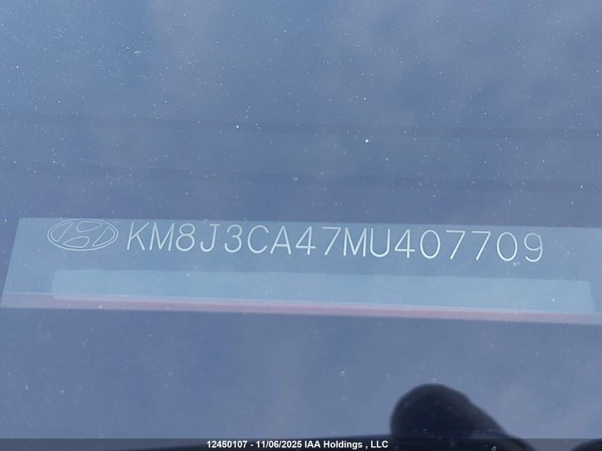 2021 Hyundai Tucson Preferred Awd With Sun And Leather Package VIN: KM8J3CA47MU407709 Lot: 12450107