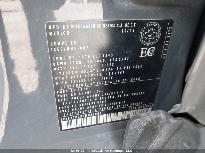 3VVEX7B29RM023989 2024 VOLKSWAGEN TAOS photo no. 9