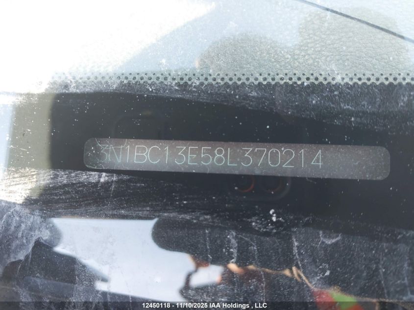 2008 Nissan Versa 1.8Sl VIN: 3N1BC13E58L370214 Lot: 12450118