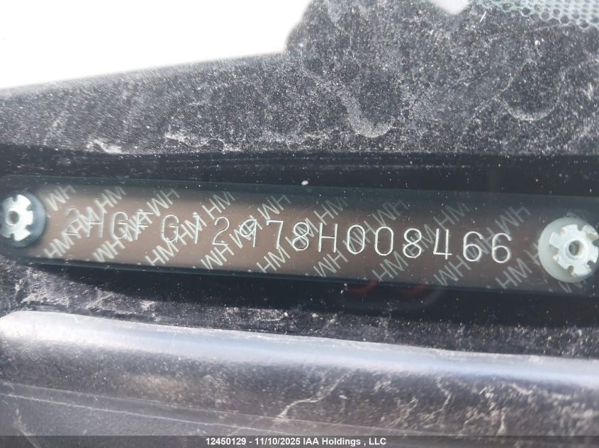 2008 Honda Civic Exl VIN: 2HGFG12978H008466 Lot: 12450129