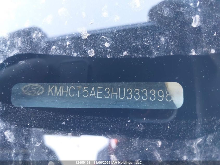 2017 Hyundai Accent L VIN: KMHCT5AE3HU333398 Lot: 12450136
