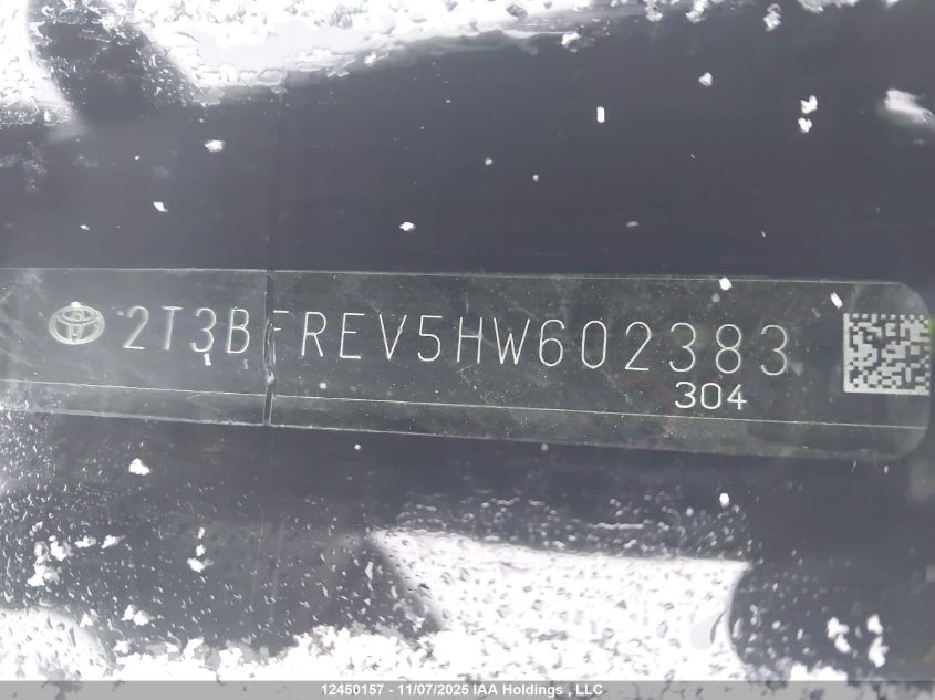 2017 Toyota Rav4 Le VIN: 2T3BFREV5HW602383 Lot: 12450157