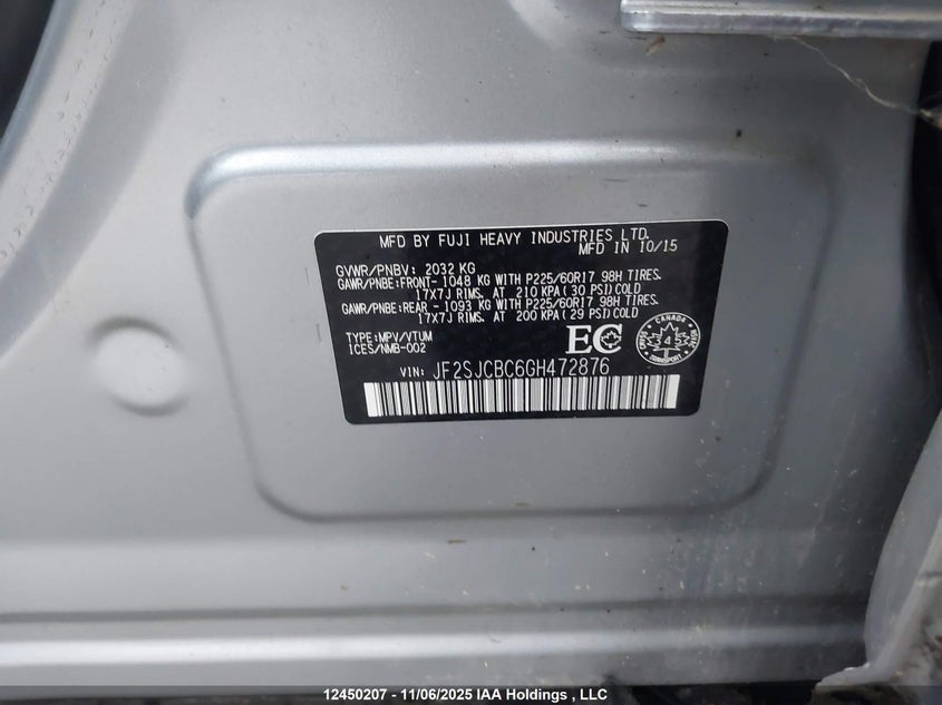 JF2SJCBC6GH472876 2016 SUBARU FORESTER photo no. 9