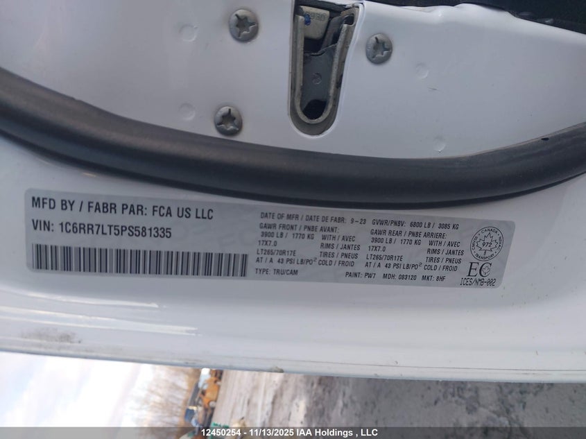 1C6RR7LT5PS581335 2023 RAM 1500 photo no. 9