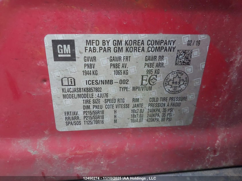 KL4CJASB1KB857802 2019 BUICK ENCORE photo no. 18