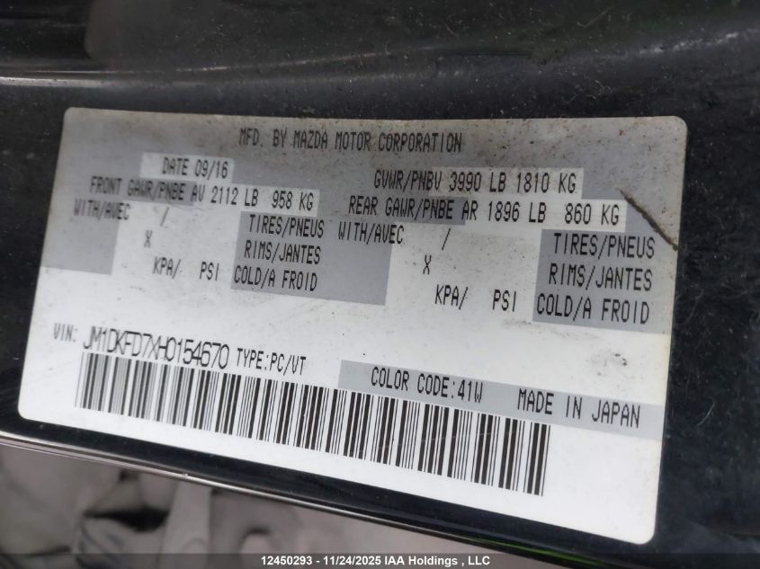 2017 Mazda Cx-3 VIN: JM1DKFD7XH0154670 Lot: 12450293