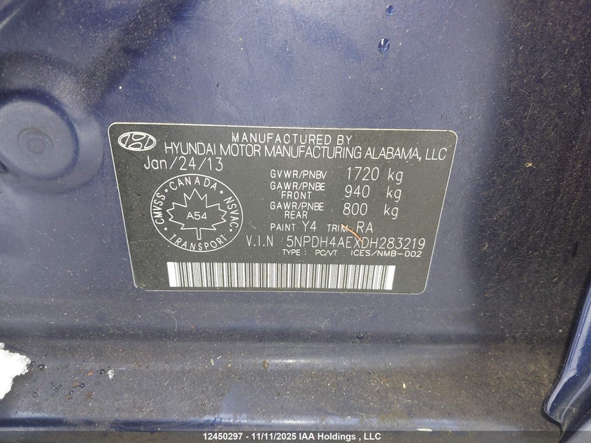 5NPDH4AEXDH283219 2013 HYUNDAI ELANTRA photo no. 9