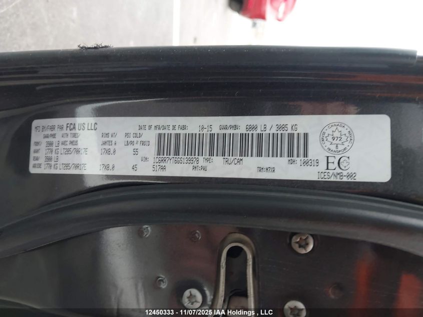 2016 Ram 1500 Rebel VIN: 1C6RR7YT6GS139978 Lot: 12450333