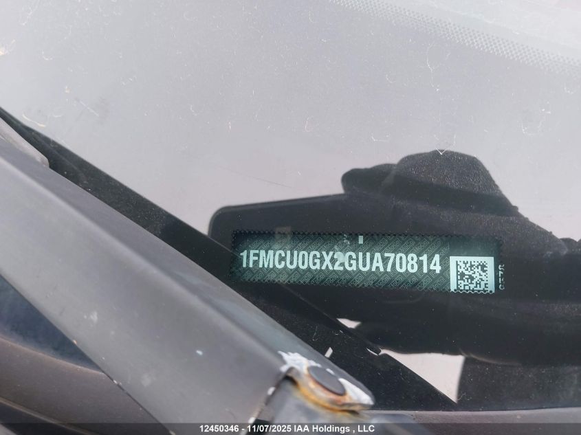2016 Ford Escape Se VIN: 1FMCU0GX2GUA70814 Lot: 12450346