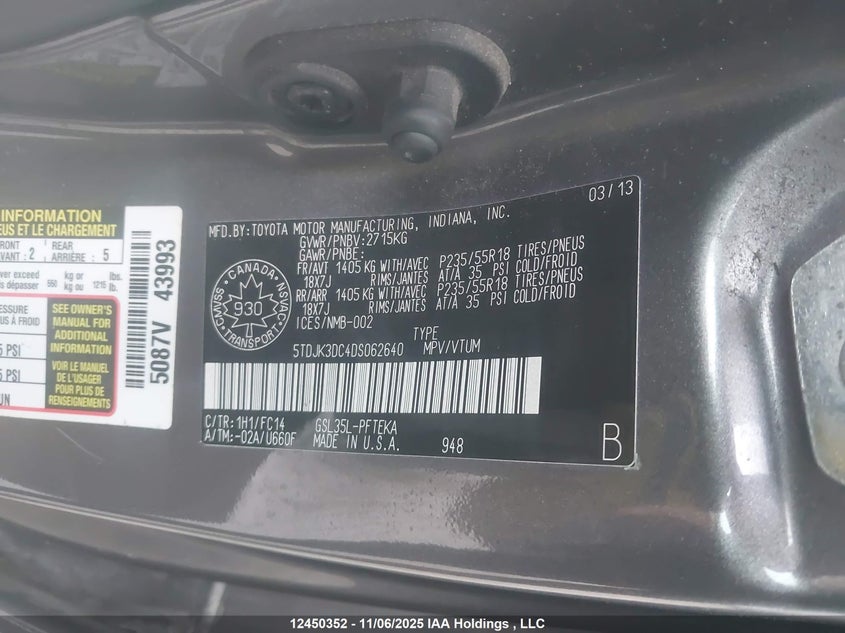 5TDJK3DC4DS062640 2013 TOYOTA SIENNA photo no. 9